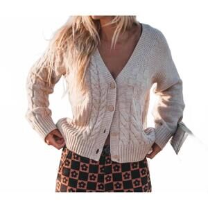 NEW JETTY quincy patchwork cardigan in camel